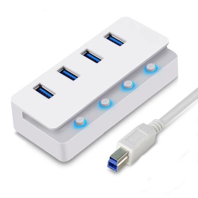 China Hot Selling Powered Black USB 3.0 Hi-Speed ​​4port 4 Port 4 Port USB Hub Black Adapter Desktop with Switch LED Powered Black Port 4 Port USB 3.0 Adapter Powered adapter usb 3.0 hi-speed 4port 4 for sale