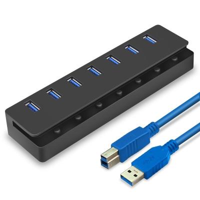 China Usb 3.0 hub with different switch usb 3.0 data hub Aoyue factory wholesale high speed usb 7 hub usb 3.0 left hub with Individual Switch USB 3.0 High Speed ​​Data Hub for sale