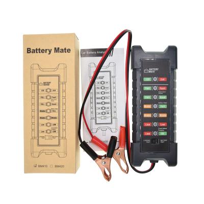 China Best Selling Small Size And Light Weight 12V 24V Car Battery Tester BM410 With 7 LED Lights Show Car Battery Tester for sale