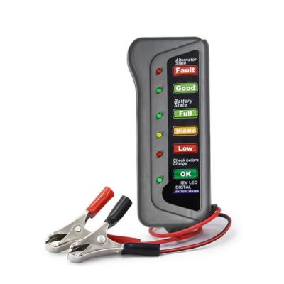 China Best Selling Small Size And Light Weight Auto Battery Tester 12V Car Digital Battery Tester With 6 LED Lights for sale