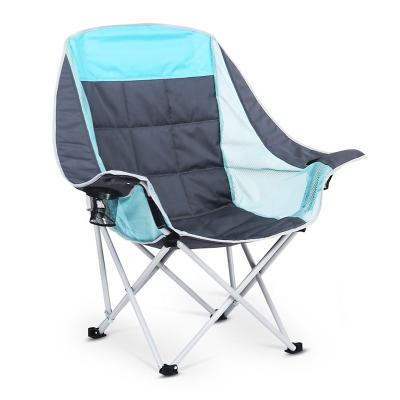 China Customized Modern Oversized Portable Metal Leisure Lazy Padded Camping Folding Chair for sale