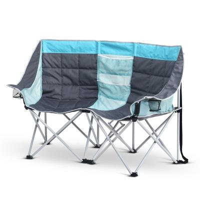 China OEM Traditional Portable Two Person Chair Metal Camping Folding Conversation Outdoor Foldable Chair for sale