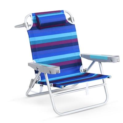 China 5 Position Aluminum Lightweight Modern Adjustable Extended Sun Portable Foldable Beach Chair for sale