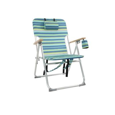 China Modern hot sale factory direct aluminum backpack folding beach chair with mobile phone pocket for outdoor camping for sale