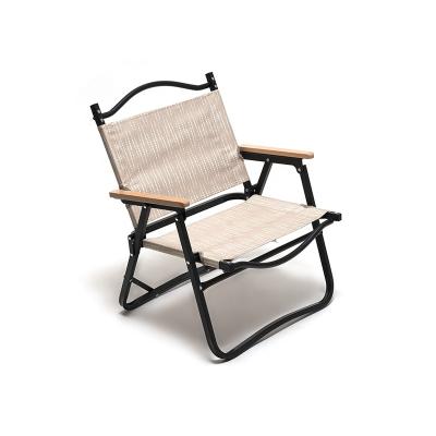 China Customized Modern Luxury Outdoor Aluminum Light Weight Folding Portable Wooden Camping Chair for sale