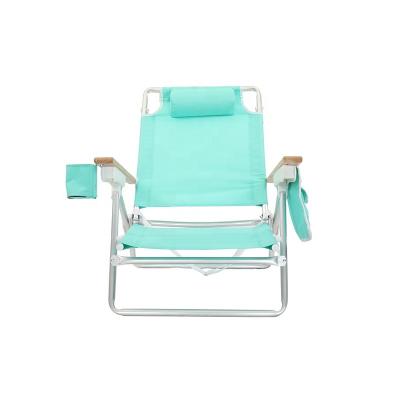 China Contemporary 5 Seats Outdoor Durable Portable Folding Deck Chair Metal Beach Chair With Cup Holder for sale