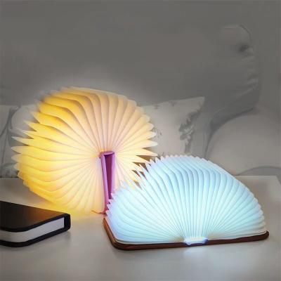 China New Product Portable Creative Magnetic Wooden Fold Mini Book Lamp LED Paper Light For Bedroom Home Decor for sale