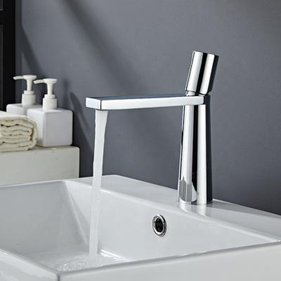 China Metered Faucets Single Handle Deck Mounted Brass Round Sink Mixer Chrome Basin Faucet Faucet For Bathroom for sale