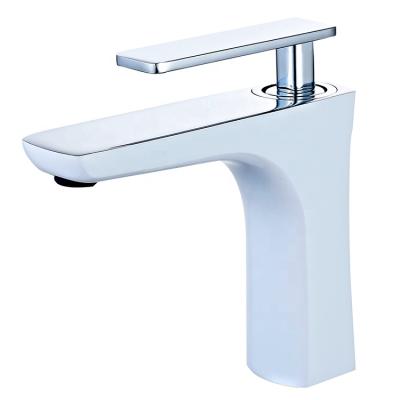 China Single Lever Single Lever Metered Bathroom Faucets High Quality Paint White Chrome Faucets for sale