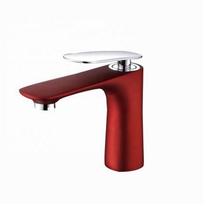 China New Modern Arrive Chrome Red Color Bathroom Basin Faucet Toilet Room Brass Water Faucet for sale