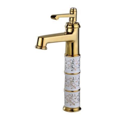 China Yile Modern Popular Brass Basin Faucet Luxury Gold Faucet for sale