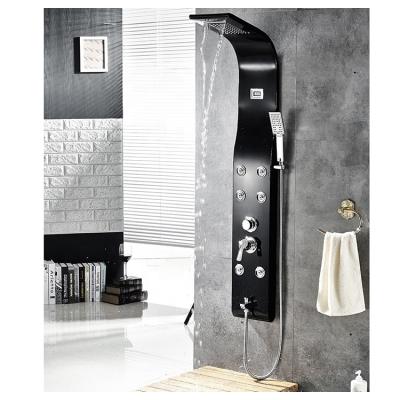 China Without Slide Bar Yile Black Digital Stainless Steel Smart Shower Panel for sale