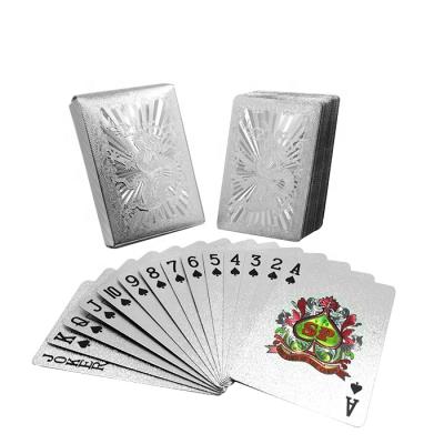 China Custom Embossed Poker Souvenirs / Gifts / Entertainment GS-18110 Silver Foil Waterproof PET Playing Cards for sale