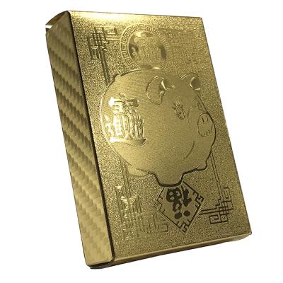 China GS-18147 Souvenirs / Gifts / Entertainment OEM Custom Embossed Gold Foil Plated 24k 999.9 Playing Cards for sale