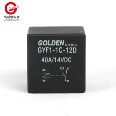 China Gold relay GYF1-1C-12D 4pins, 5 pin 6v, 12v, 24v, 20a, 30a, 40a relay motor vehicle auto electrical parts auto box for sale