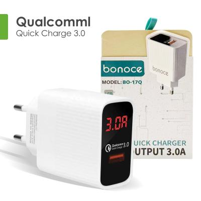 China Mobile Phone Charger USB Wall Charger Plug Cube Fast Travel Carry Power Charger QC3.0 EU Plug Power Adapter Led Fast Charger for sale