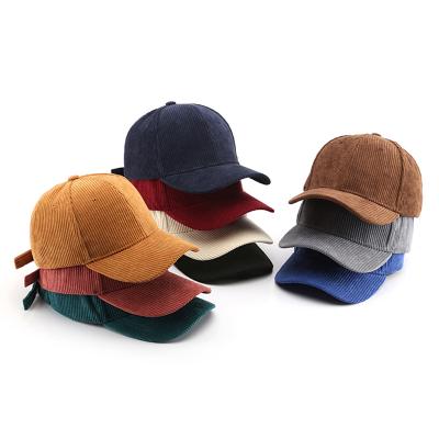 China JOINT Embroidery Solid Color Light Outdoor Custom Flat Curved Brim Peaked Hat Corduroy Warm Blank Baseball Cap for sale