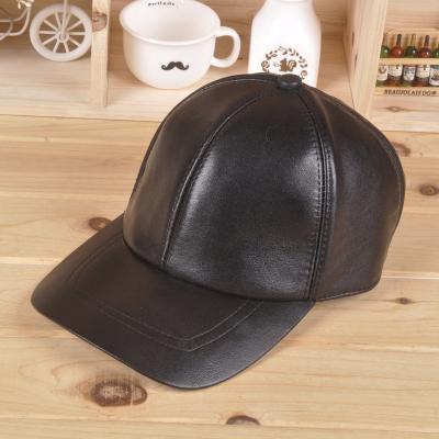 China JOINT Luxury Black Fuzzy Leather Adjustable Hats For Men Patch Leather Hat for sale