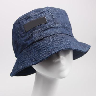 China Sun Protection Fashion Solid Color Plain Hat Denim Reversible Bucket Hats for sale