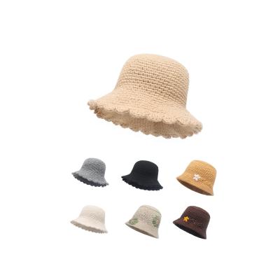 China Wholesale Breathable Comfort Women Winter Fashion Knit Cloche Hat Solid Color Warm Crochet Bucket Hat for sale