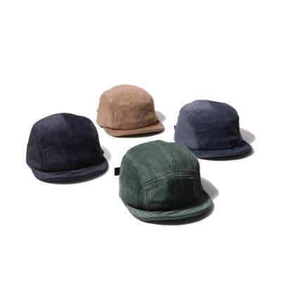 China COMMON High Quality Wholesale Short Brim Running Empty Corduroy Five Panel Hats for sale