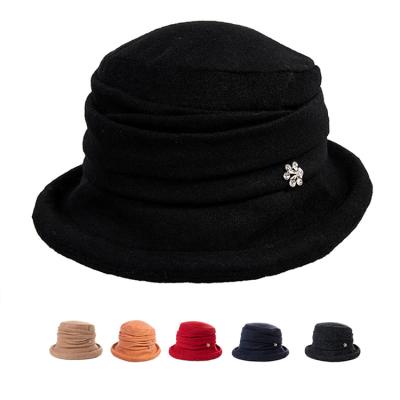 China Wholesale New Arrival Vintage Wool Felt Cloche Bucket Hat Soft Comfortable Round Felt Hat Custom Made Wool Felt Hat for sale