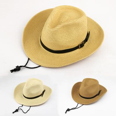 China Foldable Straw Hat Summer Sun Protection Sun Protection Travel Sun Hat Big Brim Outdoor Beach Western Cowboy Straw Hat for sale