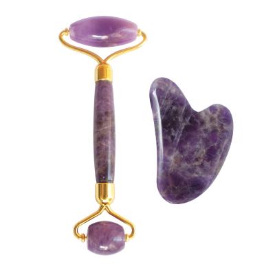 China High Quality Pure Natural Amethyst Face Roller 2020 New Face Lift Skin Care Tolls For Facial Massager for sale