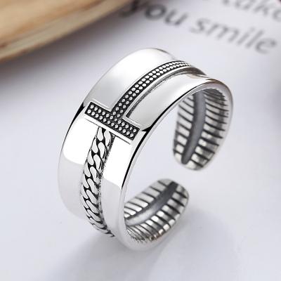 China CLASSIC Retro High-quality 925 Sterling Silver Jewelry Silver Not Wholesale Custom Jewelry Cross Compass Men Jewelry Rings Cuban for sale