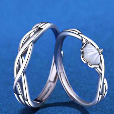 China CLASSIC s925 sterling silver shell ring for lovers a pair of Korean simple fashion niche design sense rings for sale