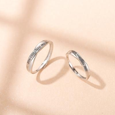 China CLASSIC s925 sterling silver couple ring personality niche design sense retro lettering pair ring adjustable for sale