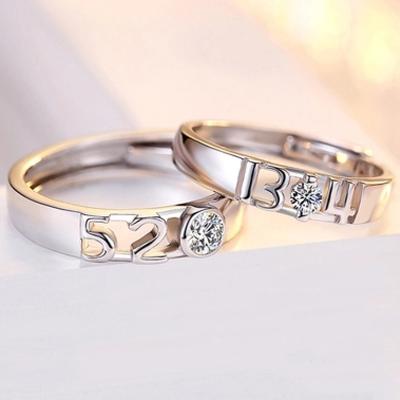 China CLASSIC s925 Ring Fashion diamond-encrusted wedding sterling silver digital couple ring for sale