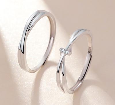 China CLASSIC Mobius Simple sterling silver couple Ring fashion diamond pair ring jewelry for sale