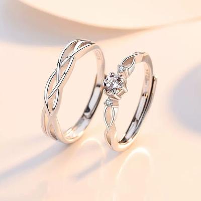 China CLASSIC S925 sterling silver couple ring a pair of niche design proposal wedding anniversary diamond ring pair ring for sale