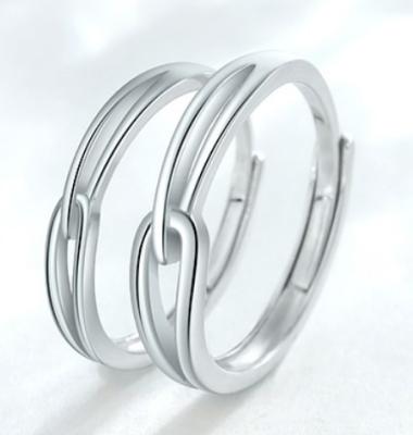 China CLASSIC s925 Sterling Silver Ring Simple yet stylish matching smooth interweave promise silver couple ring for sale