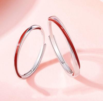 China CLASSIC S925 sterling silver Mobius Ring couples Ring opening adjustable red fashion pair ring for sale