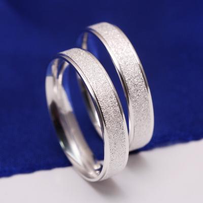 China CLASSIC s925 sterling silver couples wedding ring commemorative gift light luxury simple matte adjustable for sale