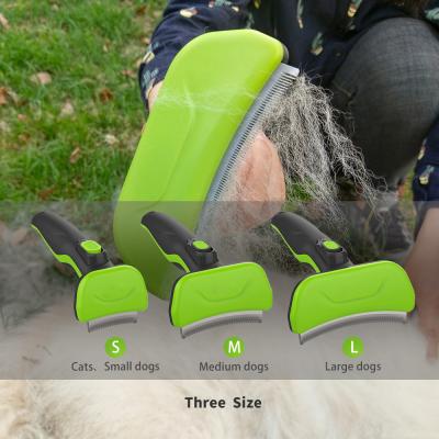 China Sustainable Self Cleaning Pet Hair Removal Deshedding Grooming Brush For Dogs And Cats for sale