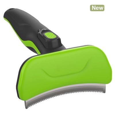 China Sustainable Private Label One Button Clean Hair Grooming Throwing Retractable Blade Pet Cat Dog Brush for sale