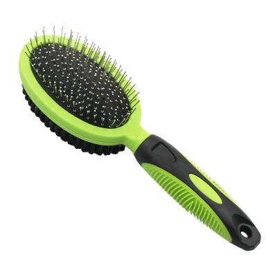 China Sustainable Multifunctional Pet Brush Dog Grooming Double Sided Bristle Pin Brush For Cats for sale