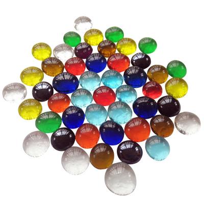 China CLASSIC Clear Round Glass Gems Mosaic Tiles Flat Beads For Arts Craft Decorative Glass Pebbles Stone DIY Cabochon Mosaic Making for sale