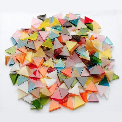 China CLASSIC Triangular Colorful Church Glass Mosaic Tiles DIY Craft Accessories Mosaic Making Material Handmade Candlestick Lamps for sale