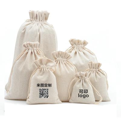 China Natural Color Folding Gift Packaging Storage Dry Cotton Food Bag Canvas Drawstring for sale