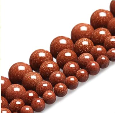 China Jewelry Making Natural Red Goldstone Beads Round Loose Gemstone Beads For Jewelry Making Strand for sale