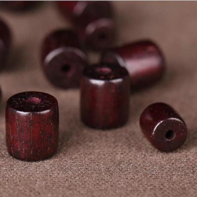 China 100Pcs/Bag Wooden Drum Polished Red Sandalwood Natural Wooden Bead For Jewelry Making for sale