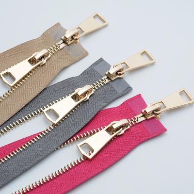 China 5# Handcraft Automatic Lock Gold Metal DIY Colorful High Quality Open Zipper Open Zipper for Clothing Pocket Garment Shoe for sale