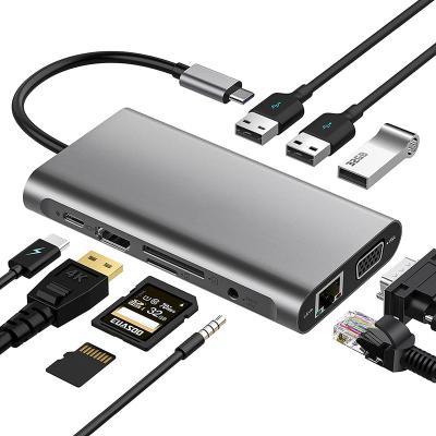 China Type-C Hub HD-MI Multifunctional VAG USB-C 10-in-1 Laptop Expansion Data Transfer Dock for sale