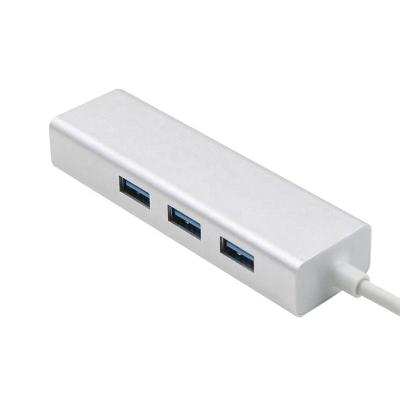 China Hot Selling Aluminum 4 In 1 Port Type C Dock 10/100/1000mbps Gigabit Ethernet USB C Multi Hub Station for sale