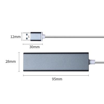 China Aluminum 4 In 1 Type C 10/100/1000mbps Gigabit Ethernet Port Multi Port Converter USB C Internal Docking Station for sale