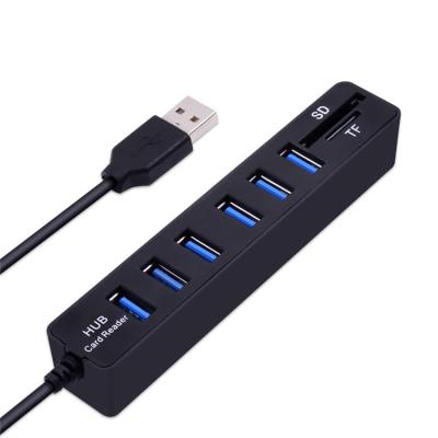 China With Card Reader Universal Usb Hub 2.0 High Speed ​​Usb Splitter 6 Left Adapter With Tf Combo Card Reader for sale